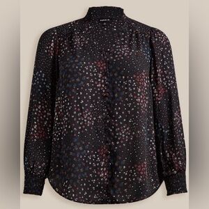 🖤 Torrid 6X Button Front Smocked Collar Black Floral Top